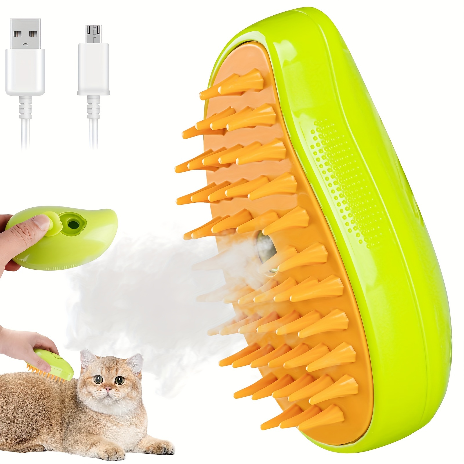 Cepillo de vapor para gatos autolimpiante 3 en 1, elimina el cabello  enredado y masajes