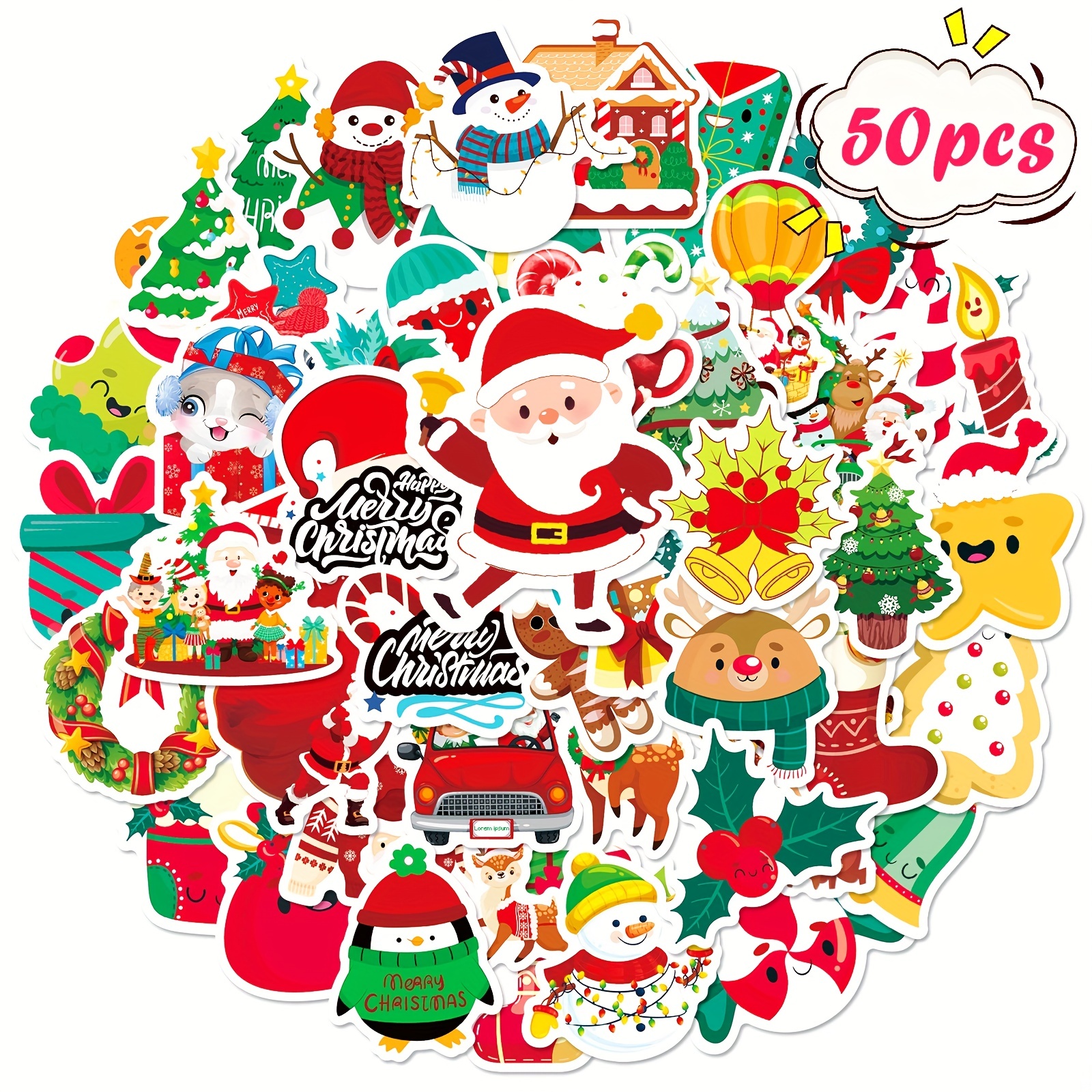 Christmas Stickers Cute Merry Christmas Vinyl Stickers - Temu