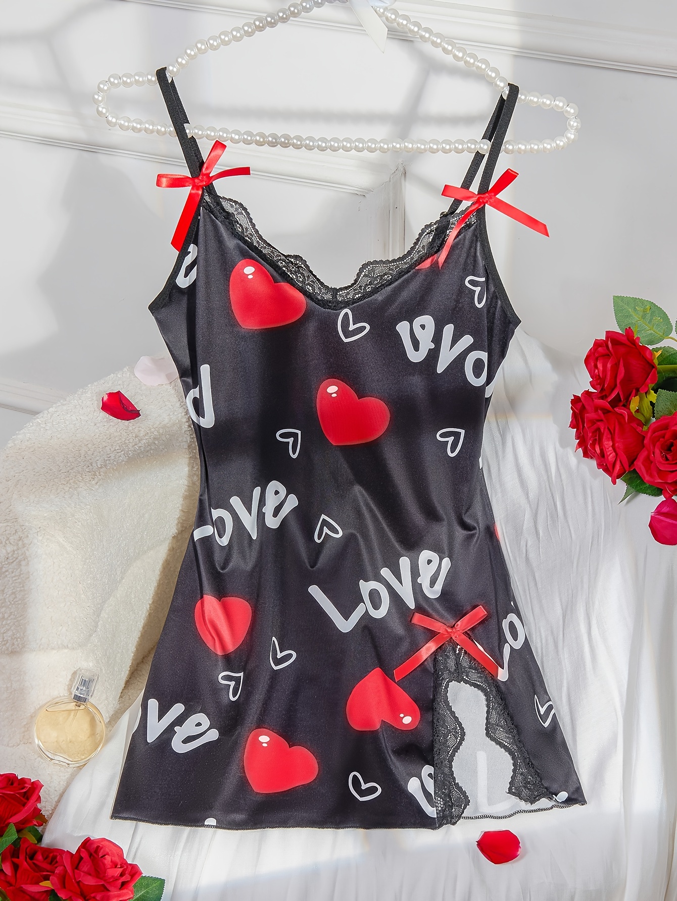 Plus Size Sexy Lingerie Dress Women's Plus Heart Pattern - Temu