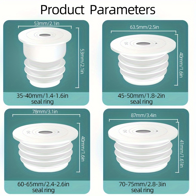 Outus 4 Stück Abflussrohr Schlauchdichtung Deodorant Silikon Stecker  Verschlussstopfen Kanaldichtung Ring Waschmaschine für Bad Küche Reinigung