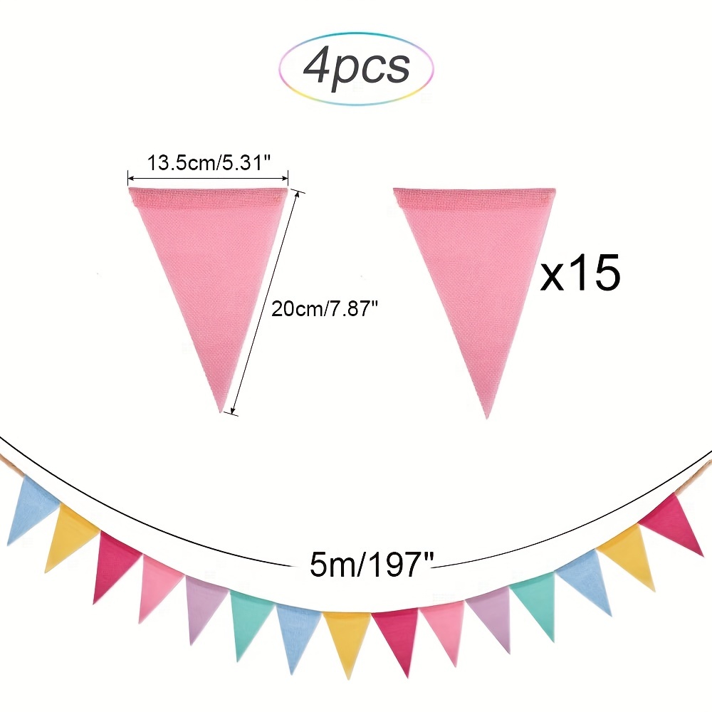 1 Set Rose Gold Paper Pennant Banner Flag with 15 Pcs Tissue Paper