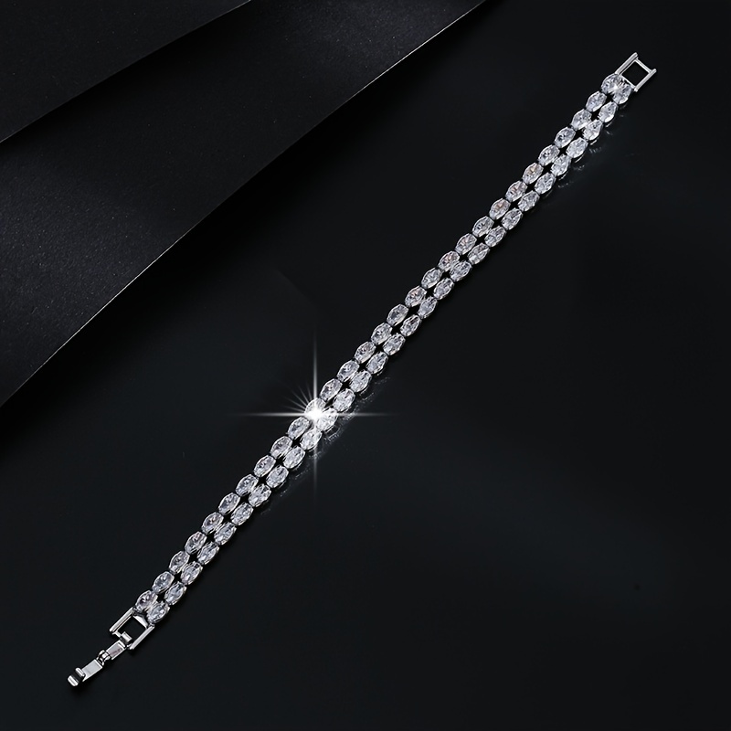 Two Rows Tennis Bracelet with Cubic Zirconia