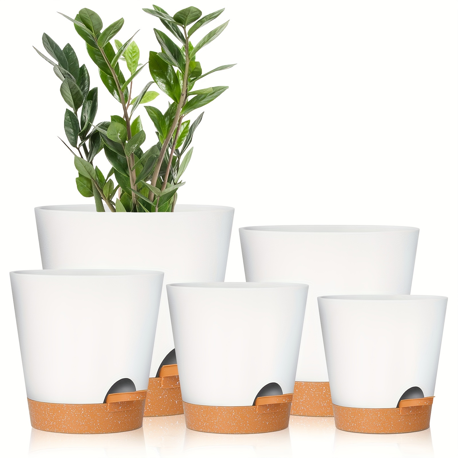 

Gardife (5pcs) Plant Pots 7/6.5/6/5.5/5 Inch Self Watering Planters With Drainage Hole, Plastic Flower Pots, Nursery Planting Pot For All House Plants, Succulents, Snake Plant, African Violet, Flowers
