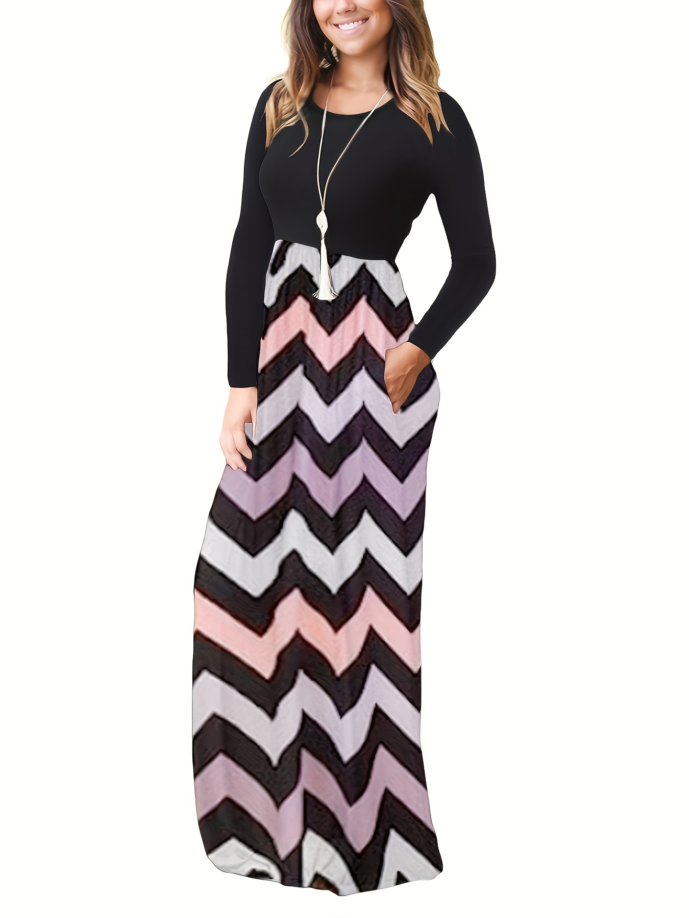 Plus size best sale chevron maxi dress