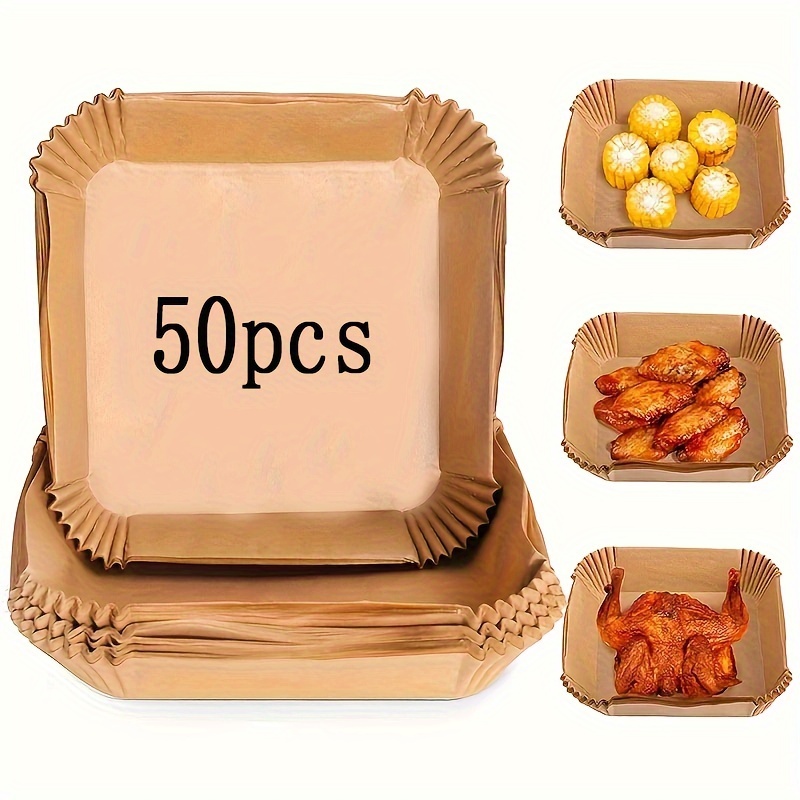50 pz/set carta speciale per friggitrice ad aria carta da forno a prova di  olio e assorbente per la casa piastra per Barbecue forno per alimenti Pad