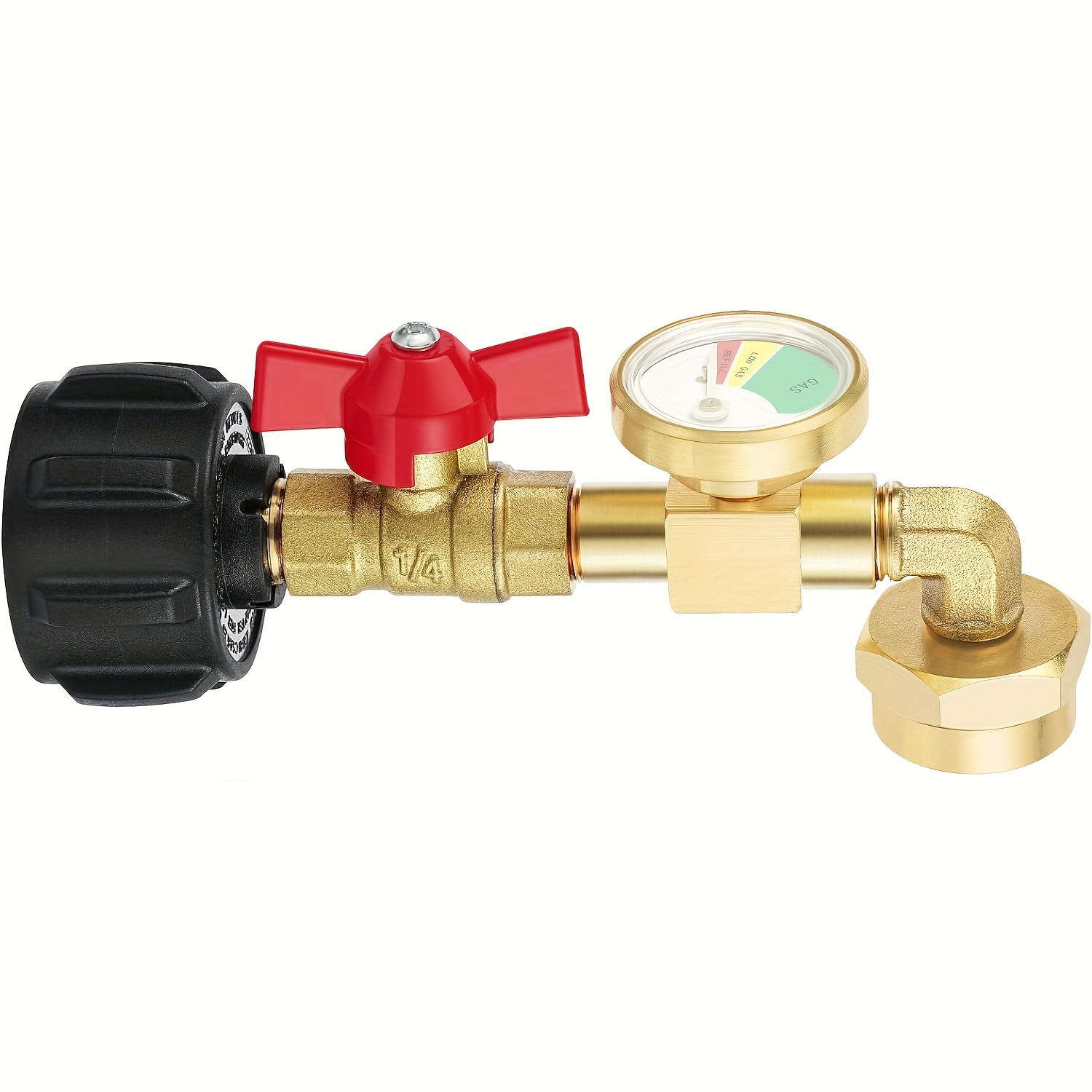 

Propane Adapter 1lb To 20lb, Qcc1 Propane Refill Elbow Adapter With Gauge And On-off Control Valve For 1lb Propane Tank To Be Refilled Gas From 5~40 Lb Propane Tank