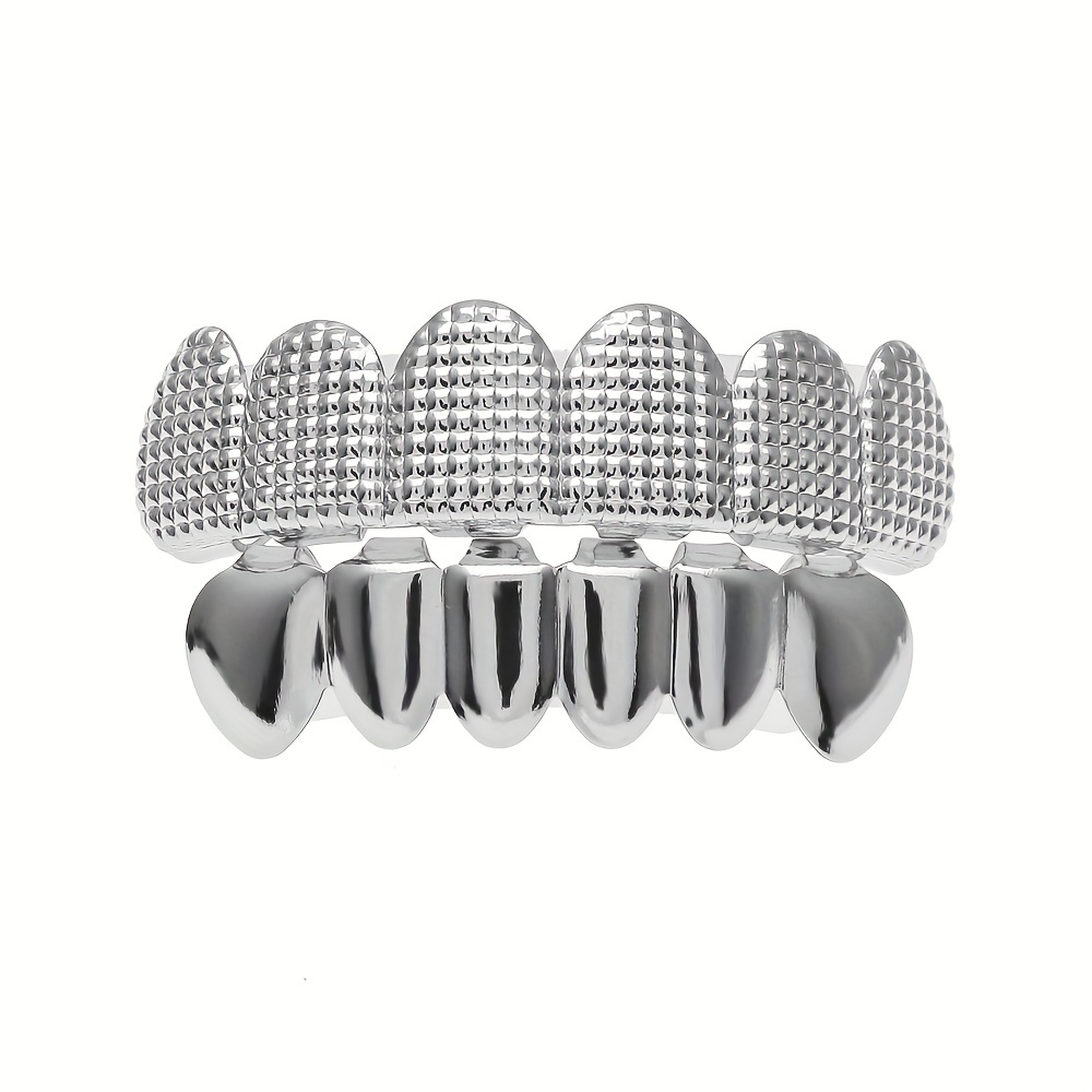 Plated Hip Hop Teeth Grills Top & Bottom Brace for Perfect Smile