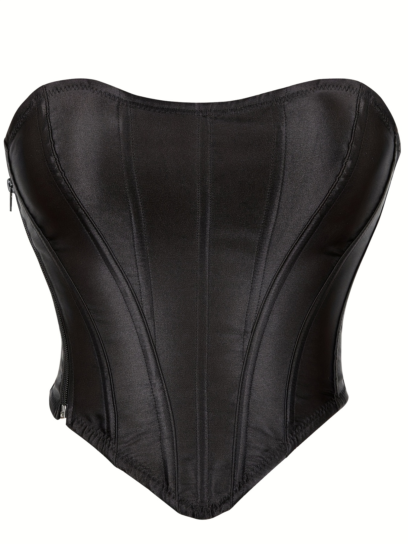 Corset Tops for Women Metallic Leather Corset Top Y2K Sexy Strapless  Bustier Bodyshaper