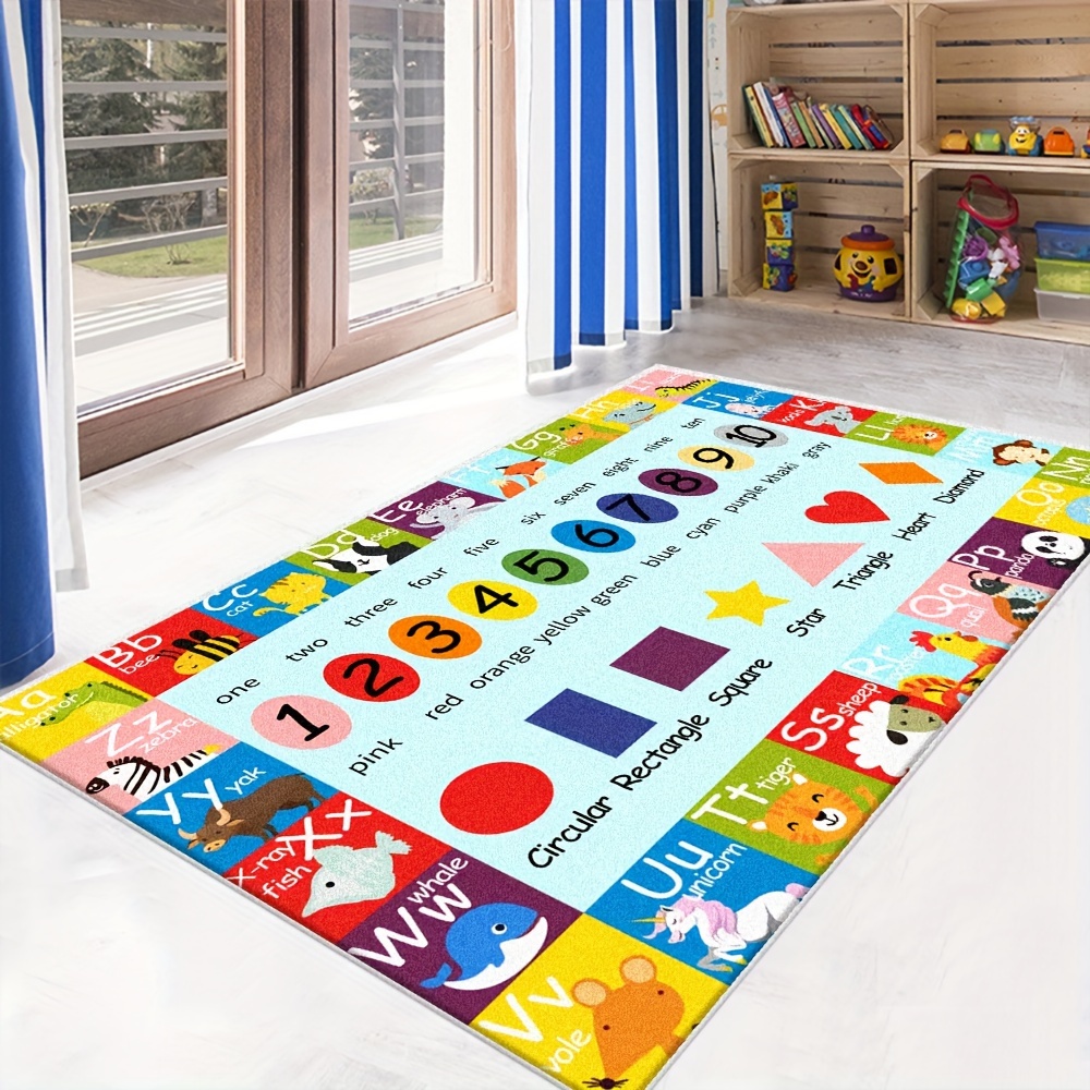 ABC - Alfombra infantil lavable de 4 pies, alfombra circular educativa de  felpa suave, antideslizante, del sistema solar, para aula, sala de juegos