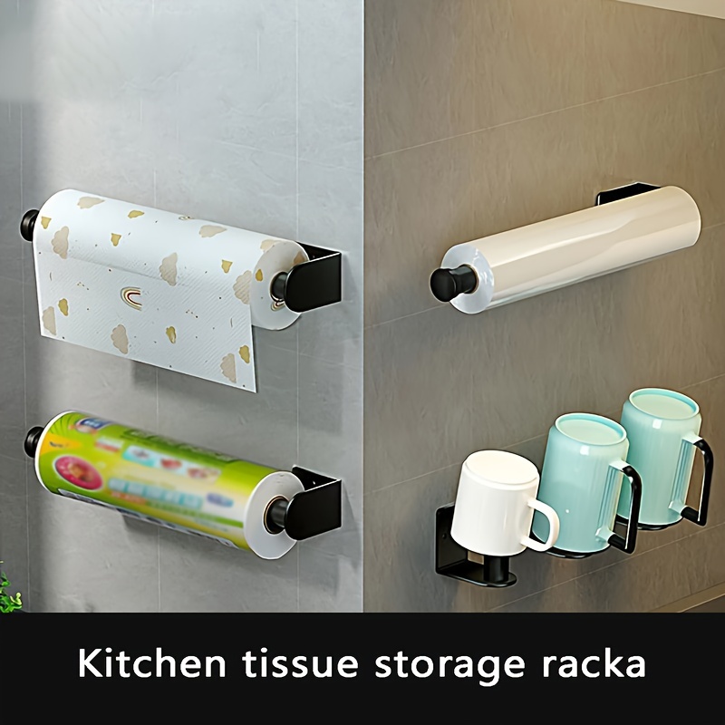 Kitchen Stand Wall-mounted Hanging Toilet Roll Paper Holder With Backing  Adhesive, Bathroom Punching-free Towel Rack Stand, For Kitchen And Bathroom,  Home Storage Supplies - Temu