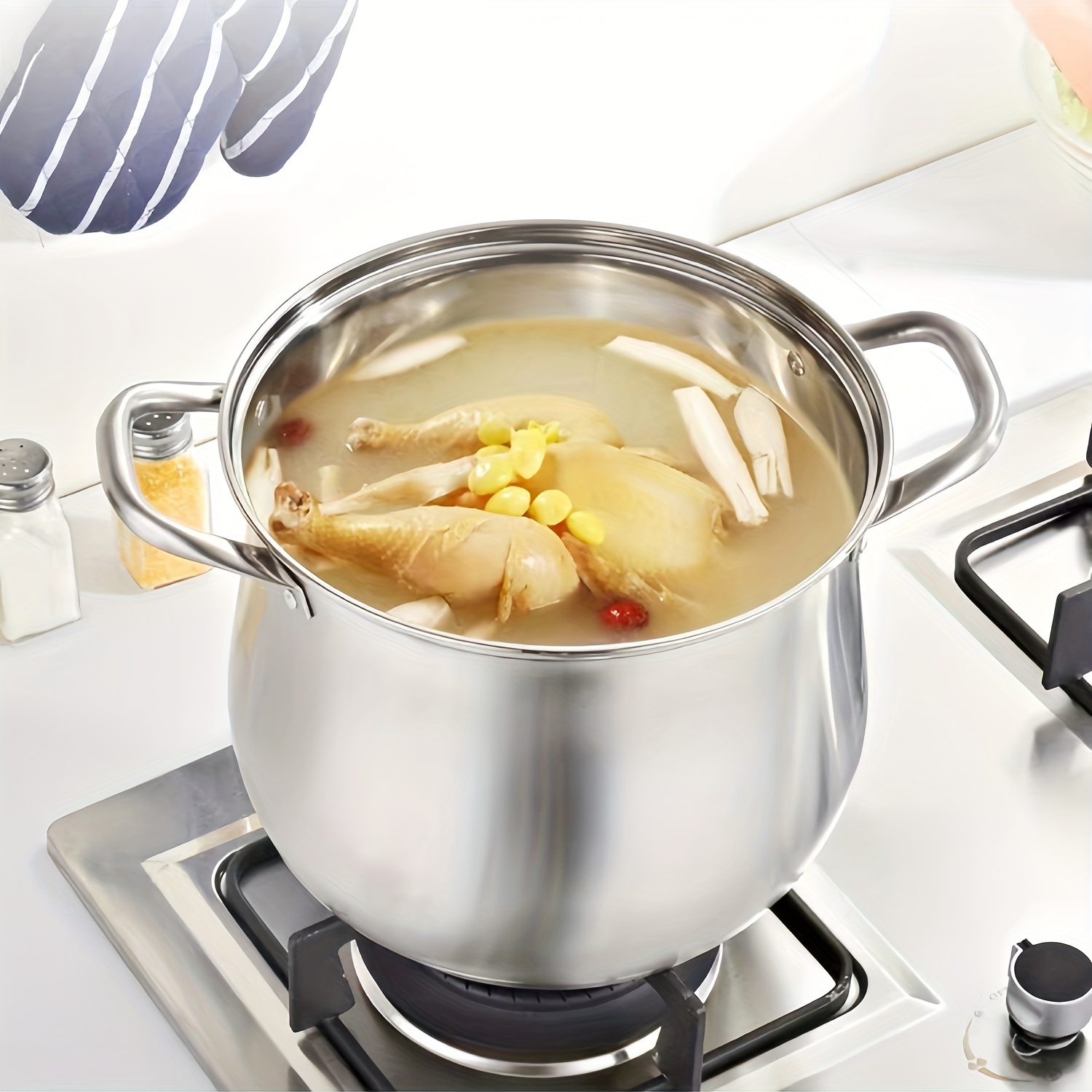 Large Capacity Thickened Stainless Steel Pot,, Dishwasher Safe, Gas Stove  Induction Cooker Can Be Used, Food Can Be Observed Through Glass Cover, Pot  Body With Transparent Glass Cover, With 3 Layers Of