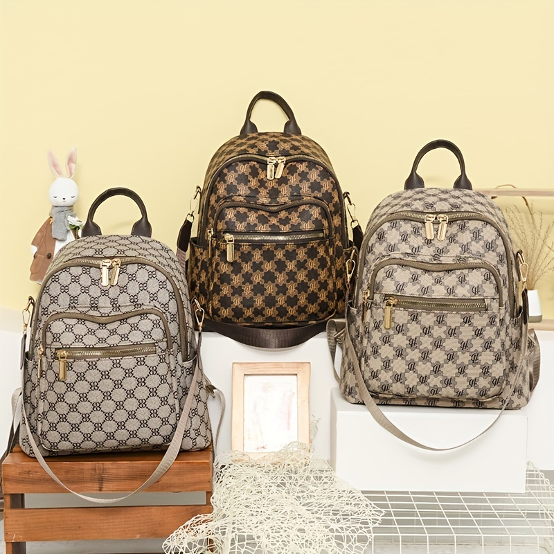 Vintage Printed Backpack, Women's Pu Leather Daypack, Casual School Bag For  Travel Work - Temu South Korea