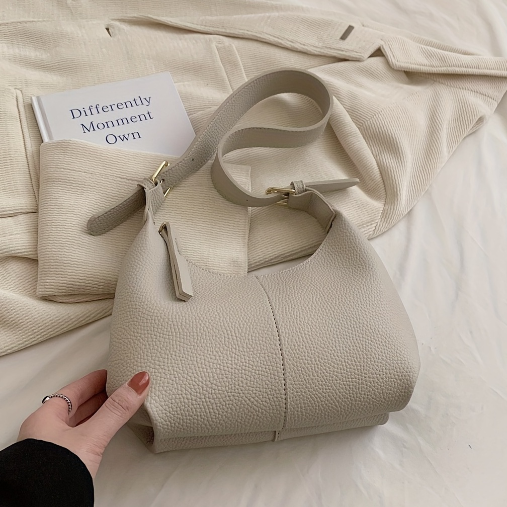Half-moon Underarm Bag, Pu Leather Textured Crescent Bag Purse, Fashion  Versatile Shoulder Bag - Temu