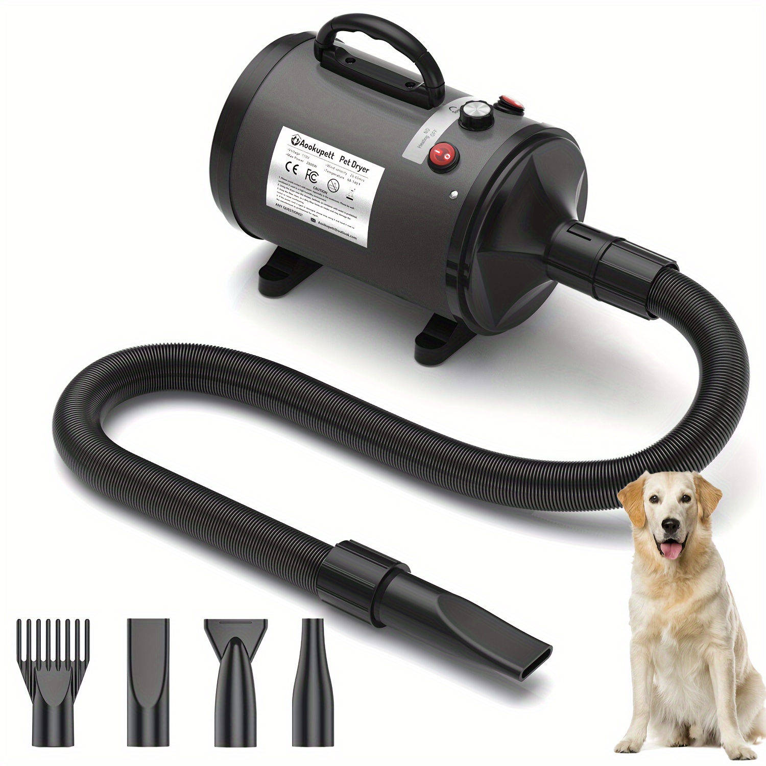 Secador de pelo para perros, secadora profesional de alta velocidad para  mascotas, secador de pelo para perros con calentador, velocidad ajustable