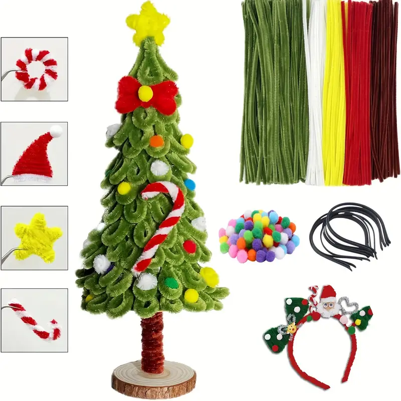 Christmas Tree Pom Pom Art Kits (Pack of 5) Christmas Crafts