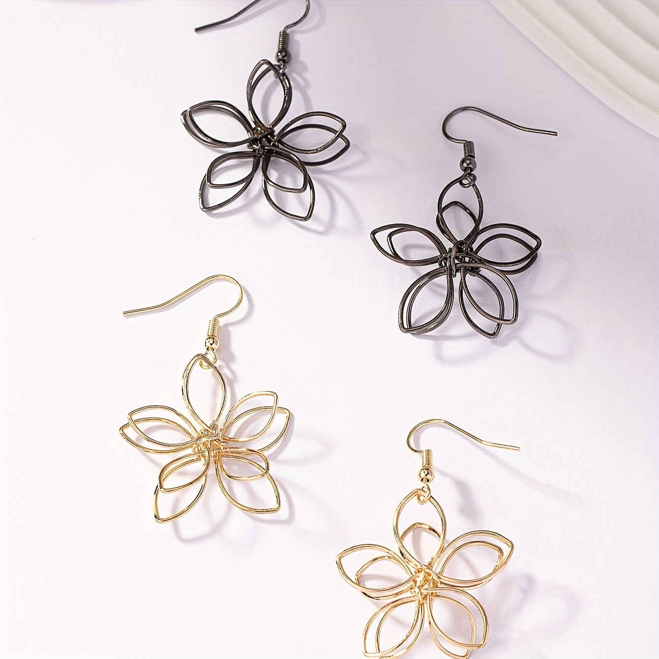 Flower Hollow Dangle Earrings Alloy Earrings