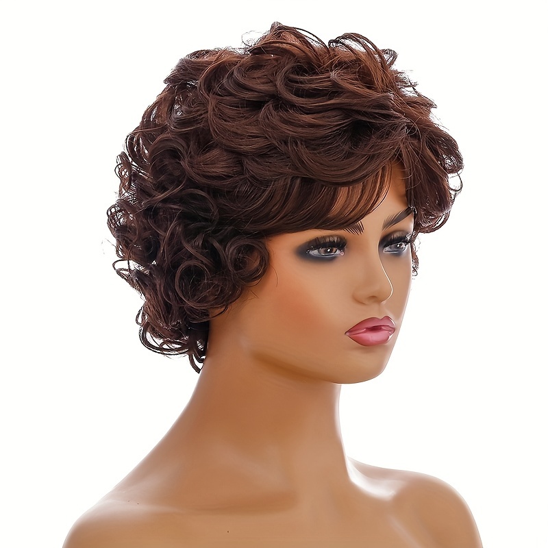 Short brown hotsell curly wig costume