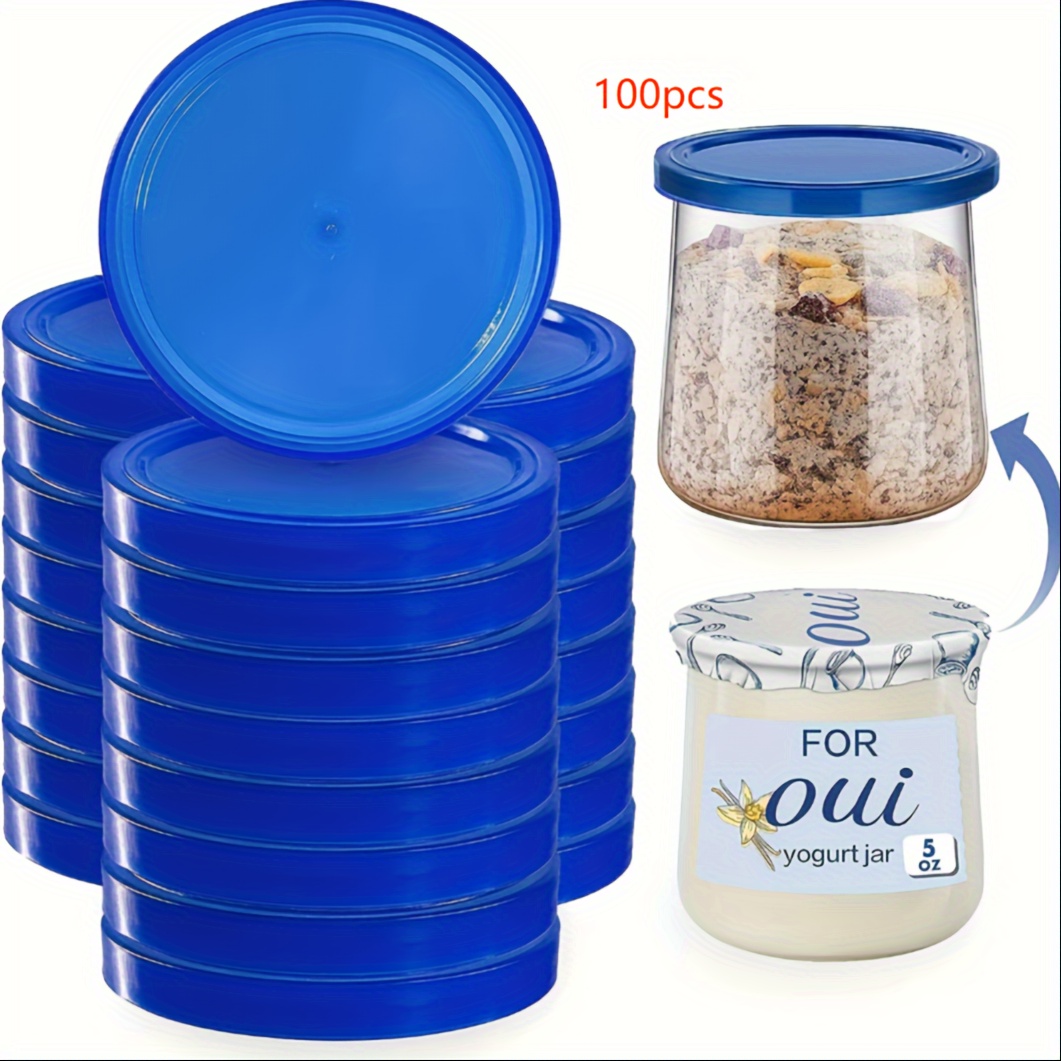 6 Jars Yoghurt Jars pudding Jar with Lid Yogurt Glass with Plastic Cap  Replacement Glass Jars for Yogurt Maker Yogurt Glass with Plastic Cap PE  CAP