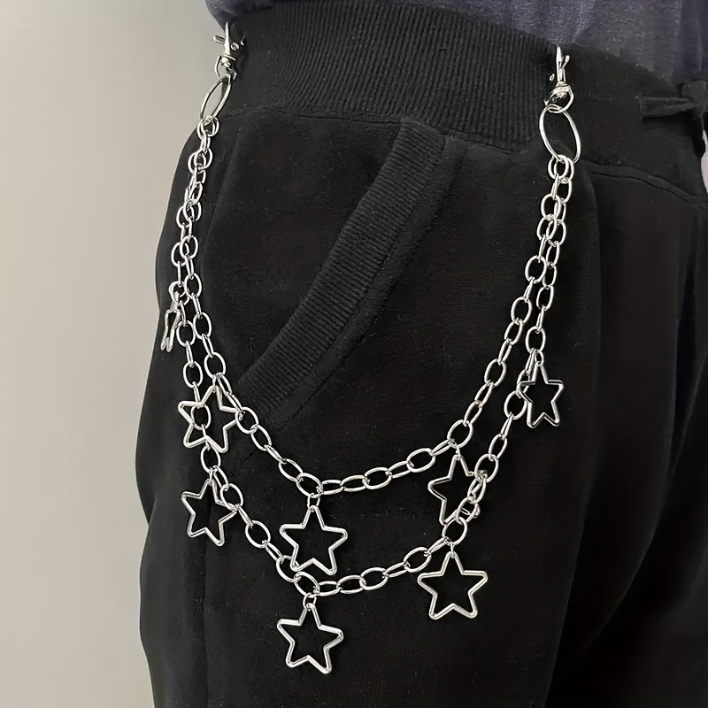 Punk Pants Chain Pentagram Keychains For Men Women Jean - Temu