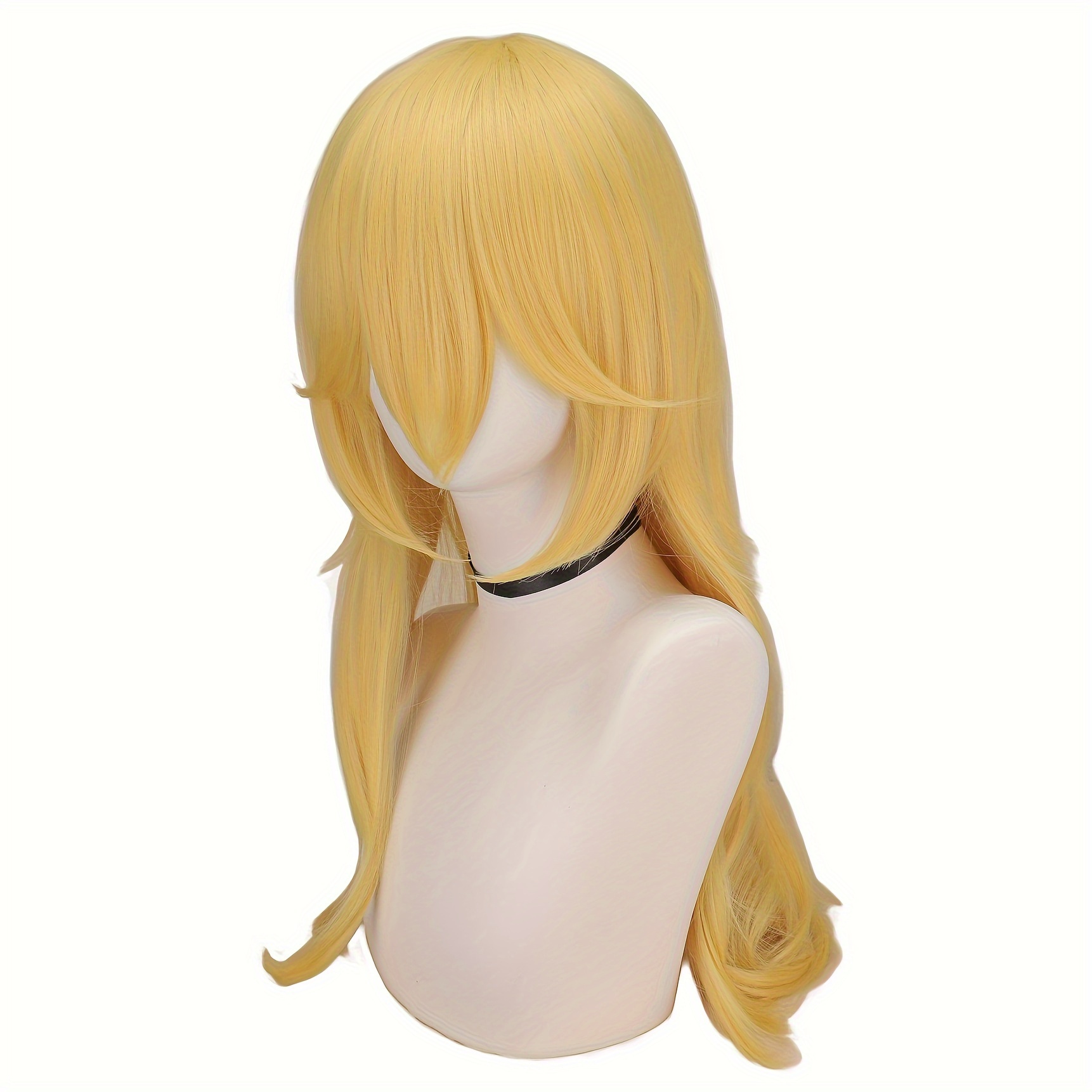 Princess Peach Wig Long Curly Cosplay Synthetic Wig Bangs - Temu