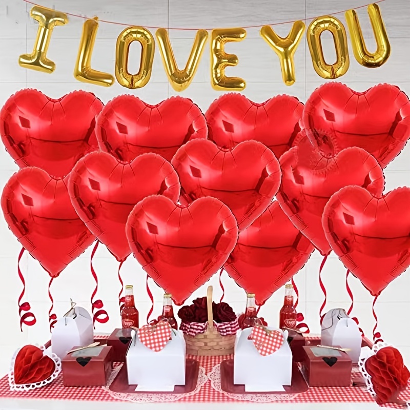Conjunto Decoración San Valentín 50 Globos Rojos En Forma - Temu