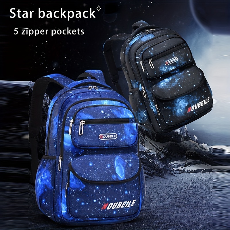 

Starry Sky Double Shoulder Backpack For Boys, Large Capacity And Lightweight, Waterproof And Durable, Suitable For School Students