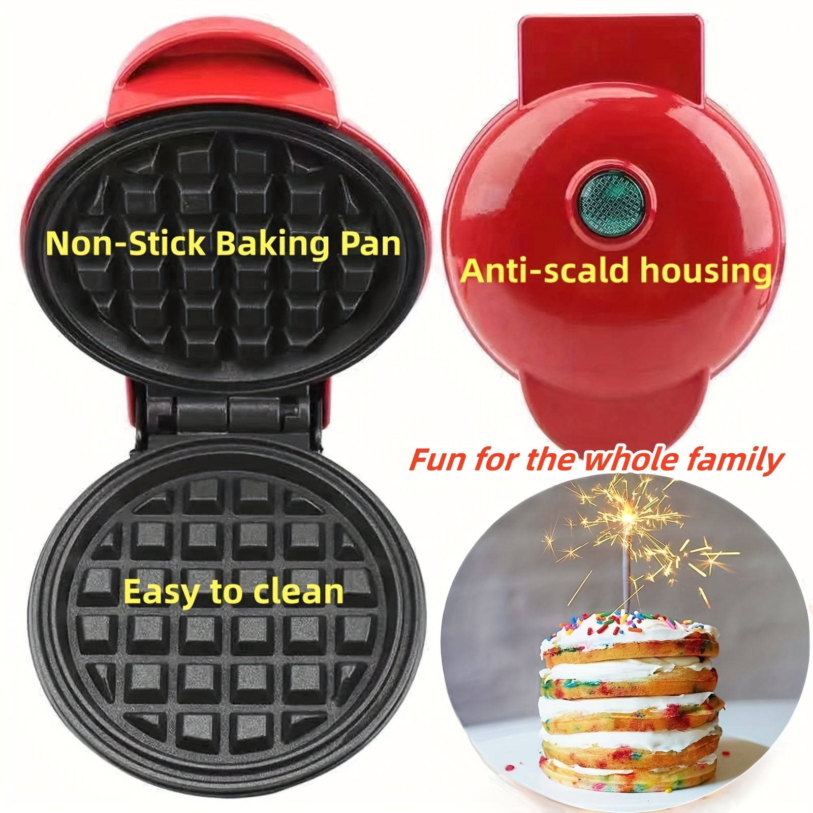 Mini Waffle Maker Portable Electric Round Waffle Maker Grill Machine for Individual Pancakes, Cookies, Eggs Individual Waffles, Paninis, Hash Browns