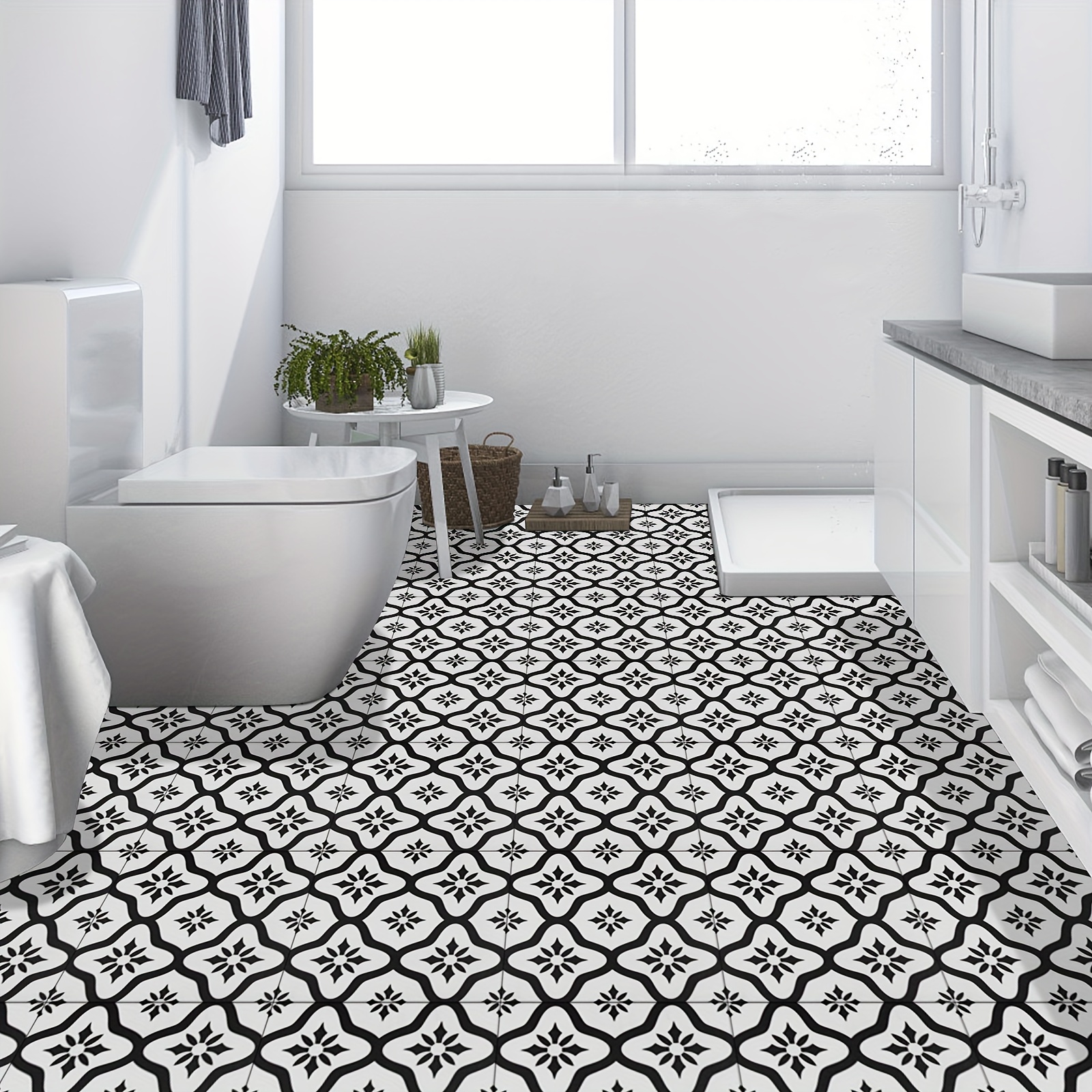 Resultado de imagen de aseo blanco lechada negra  White bathroom tiles,  Tile bathroom, White square tiles