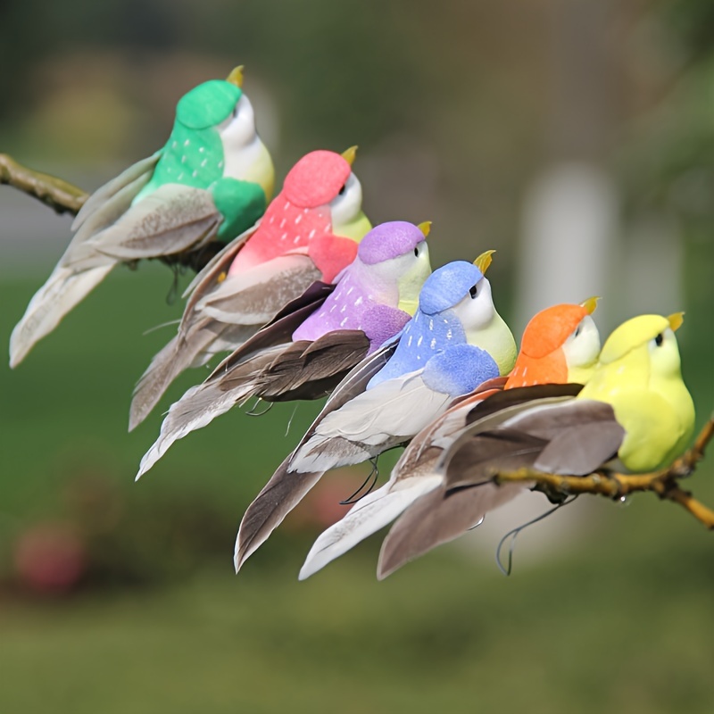 

12pcs, Color Simulated Bird, With Iron Wire For Binding, Can Be Used For Decorating Courtyards Or Home Decor, Home Decor, Theme Party Decor, Scene Decor, Festival Decor