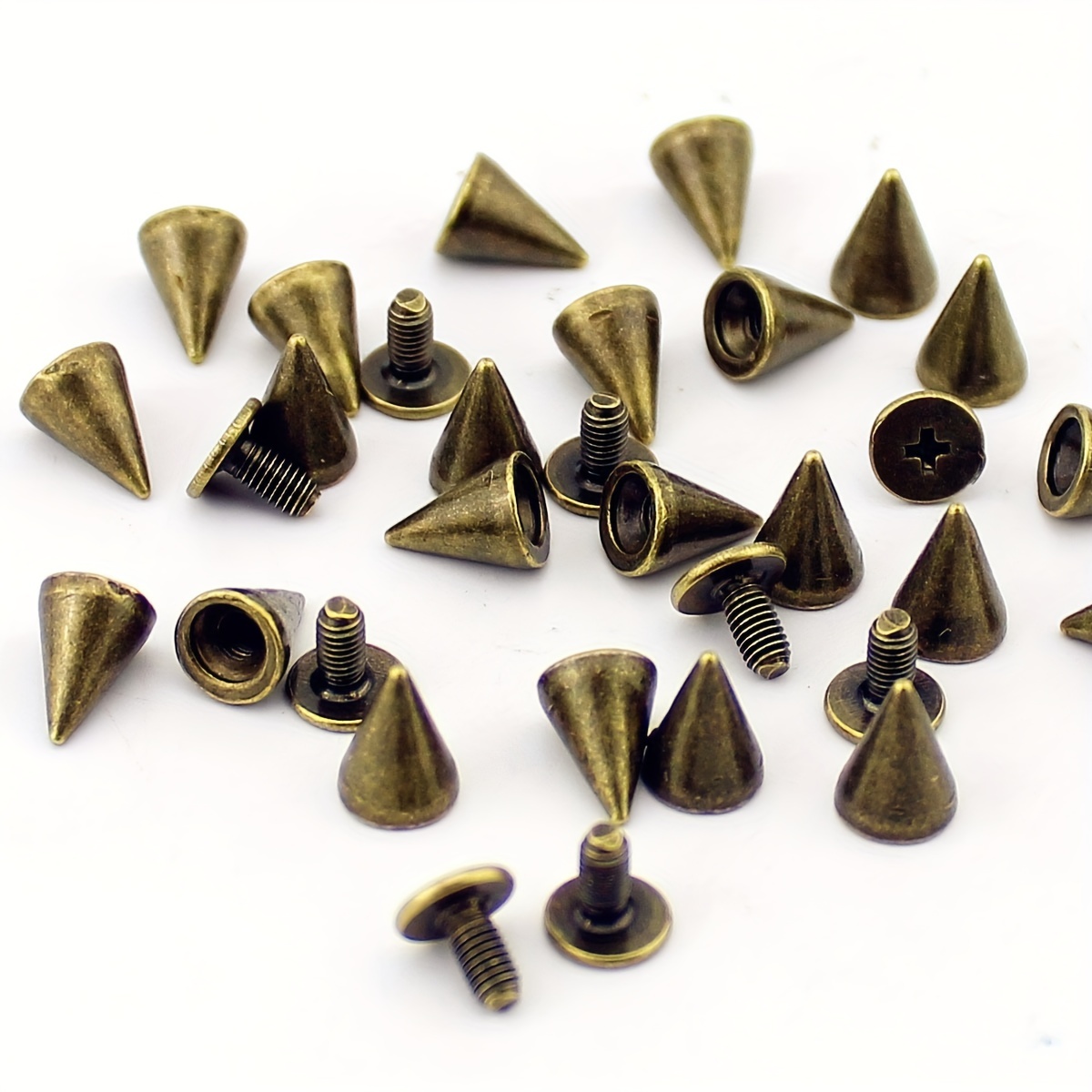 100 Sets 9.5mm Mixed Color Spikes and Studs Metal Bullet Cone Spikes Screw Back Leather Craft Rapid Rivet Screws Punk Studs and Spikes for Clothing