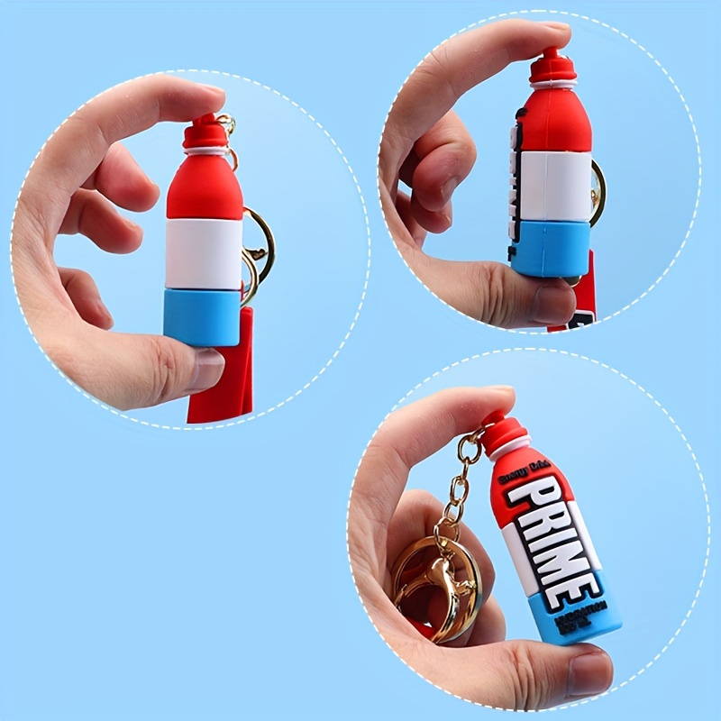 1pc Beverage Bottle Keychain, Soft Rubber Energy Bottle Car Keychain Pendant for Men,Temu