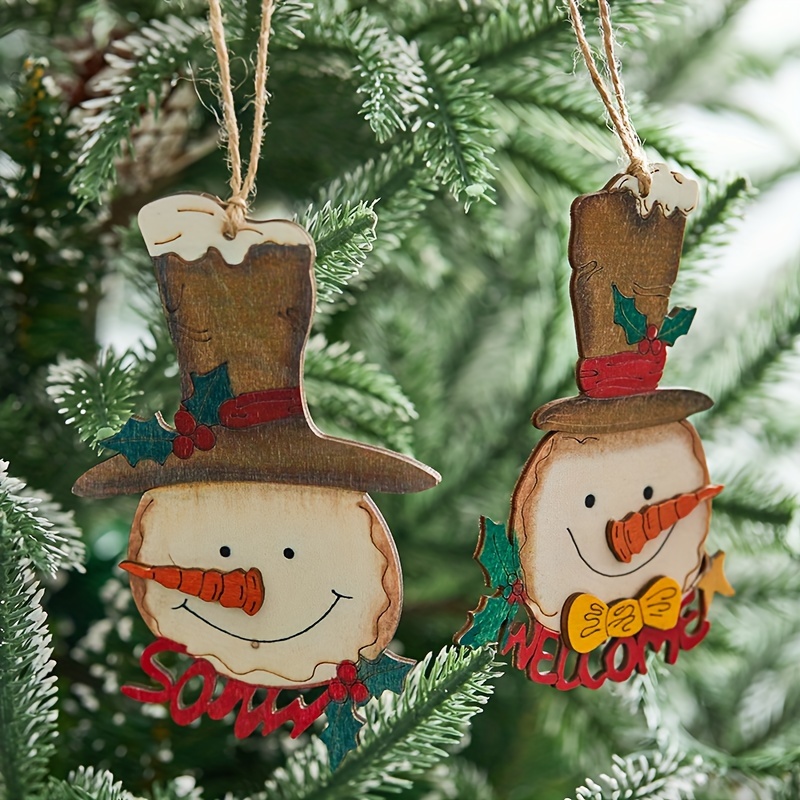 Carved Wooden Christmas Tree Decorations