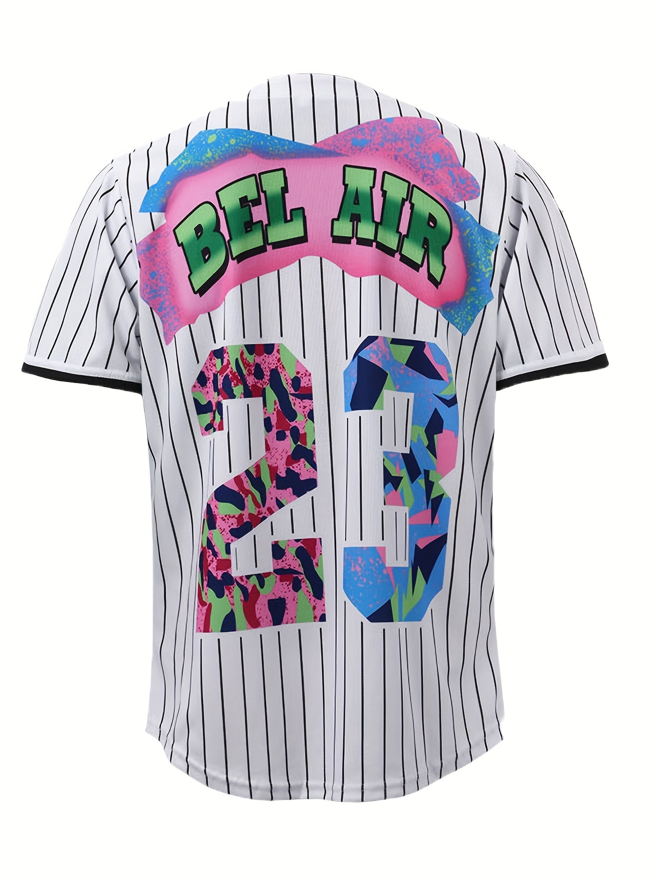 Men's Bel Air #23 Baseball Jersey, 90's City Theme Party Clothing