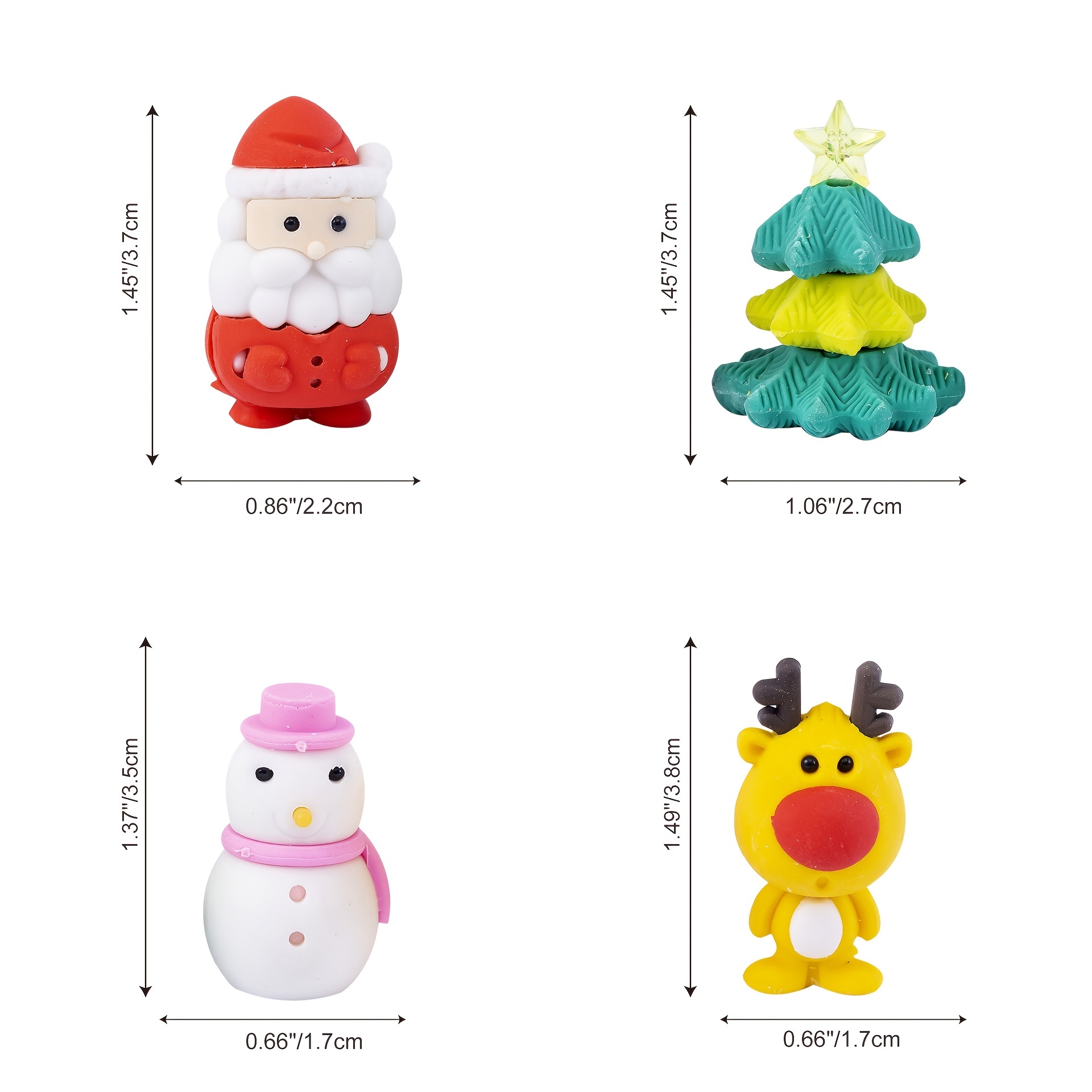 4/5/8Pcs Christmas Cartoon Erasers Snowman Santa Glove Shape