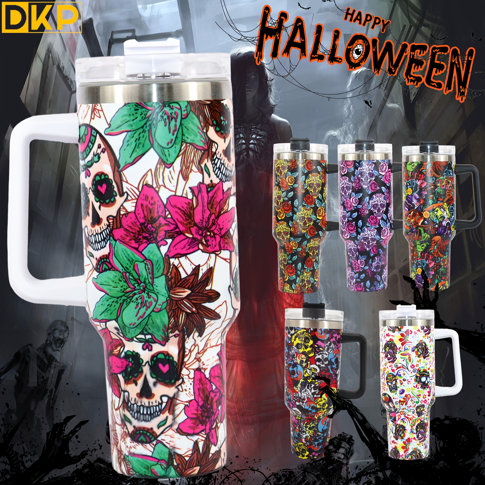 Halloween Party Cups Grim Reaper Disposables Scary with Lids Straws