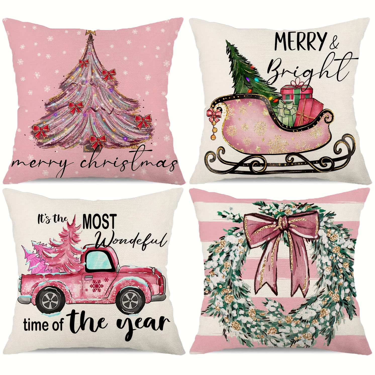 Christmas Pillow Covers Christmas Tree Truck Temu