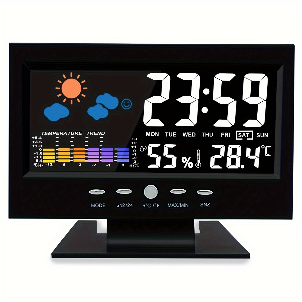 Station Météo Sans Fil Avec Capteur Extérieur Thermomètre et Hygromètre  Numérique Intérieur Extérieur Rétroéclairage Réglable avec Grand écran LCD