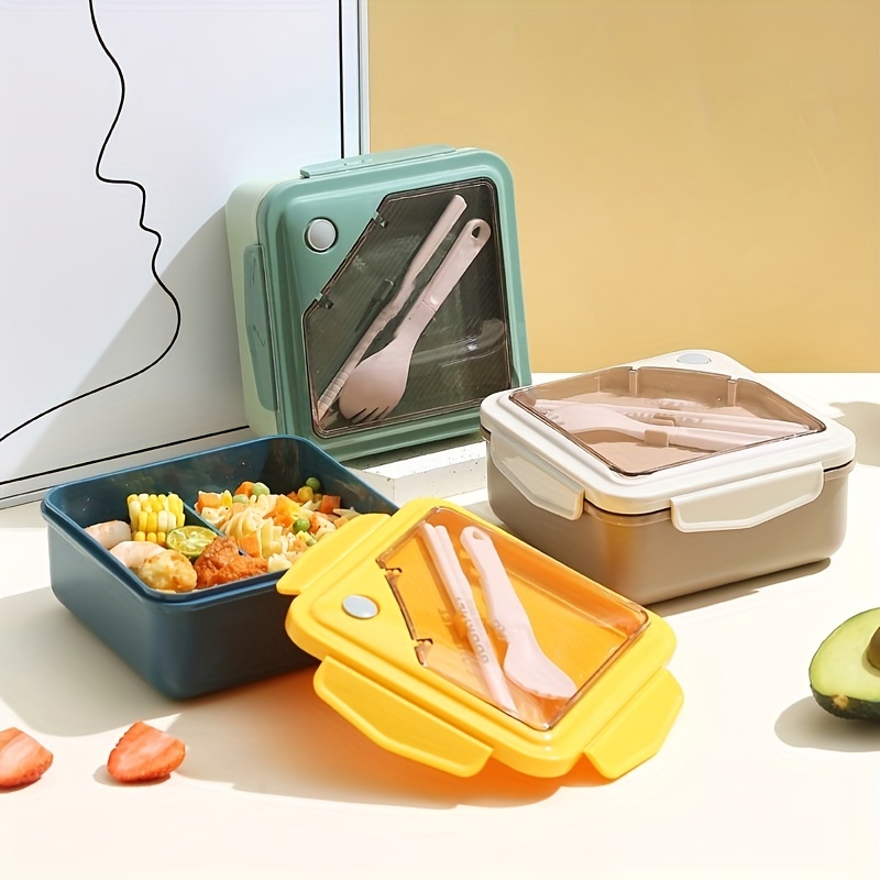 3-grid Lunch Box Bento Box Food Container With Utensil Set, Suitable For  Office , School , Home, Outdoor Picnic