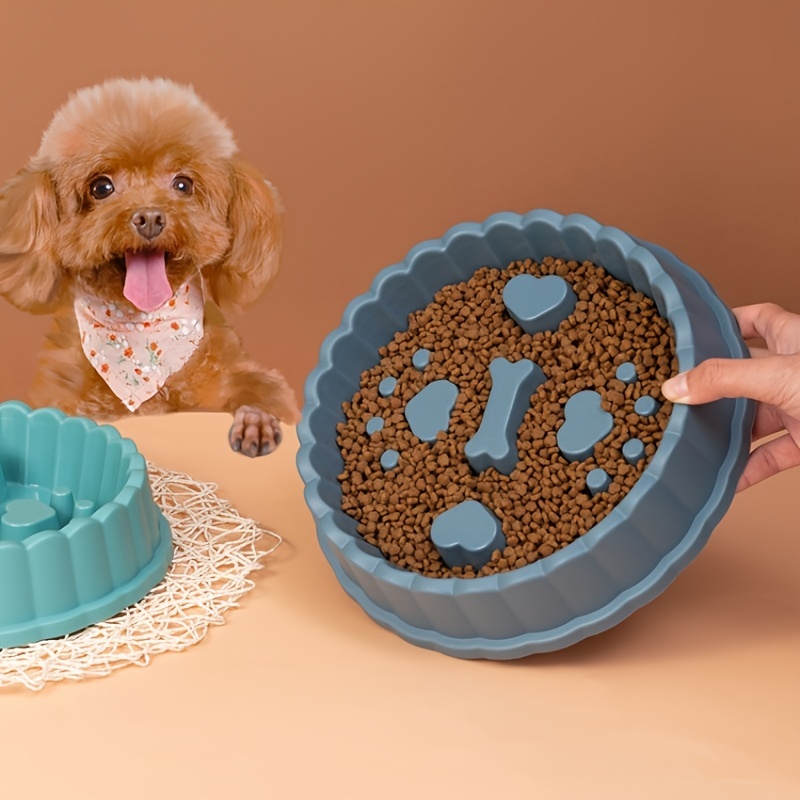 Anti Choking Slow Feeder Dog Bowl Silicone Bone Shaped Dog - Temu