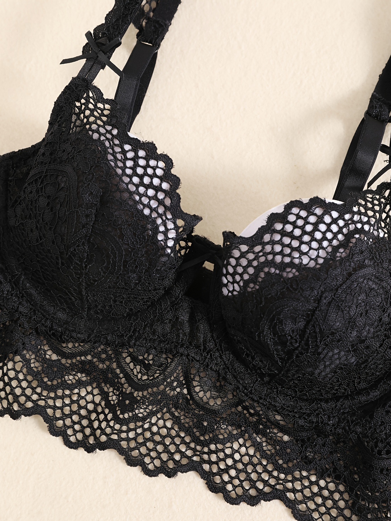 Soft Lace Mesh Everyday Bras Comfortable Simple Bow Thin Cup - Temu Canada