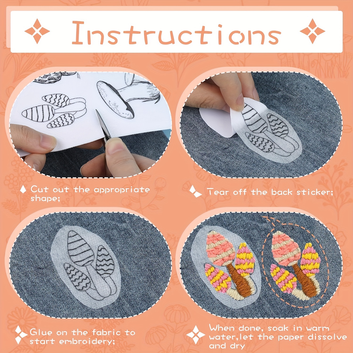 STICK & STITCH Water Soluble Embroidery Transfers