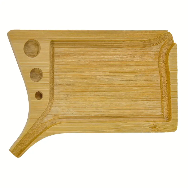 1pc, Mini Bamboo Rolling Tray With Pre Rolled Cone Holder,Small Wood  Tray,Handmade Smoking Tray(5.32x3.15x0.36)