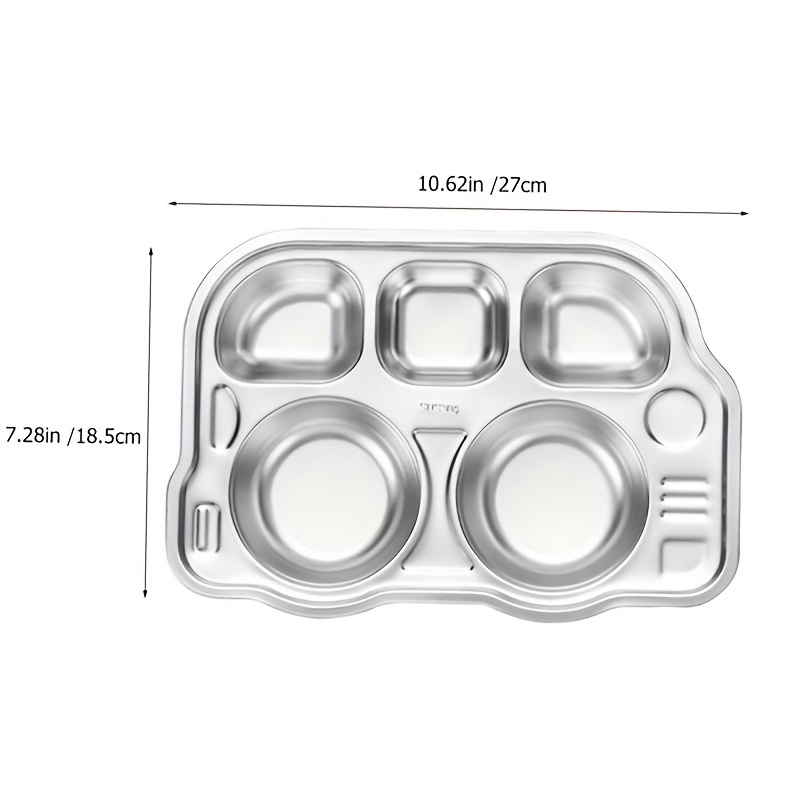 Divided Stainless Steel Car Shaped Food Snack Tray Plate For