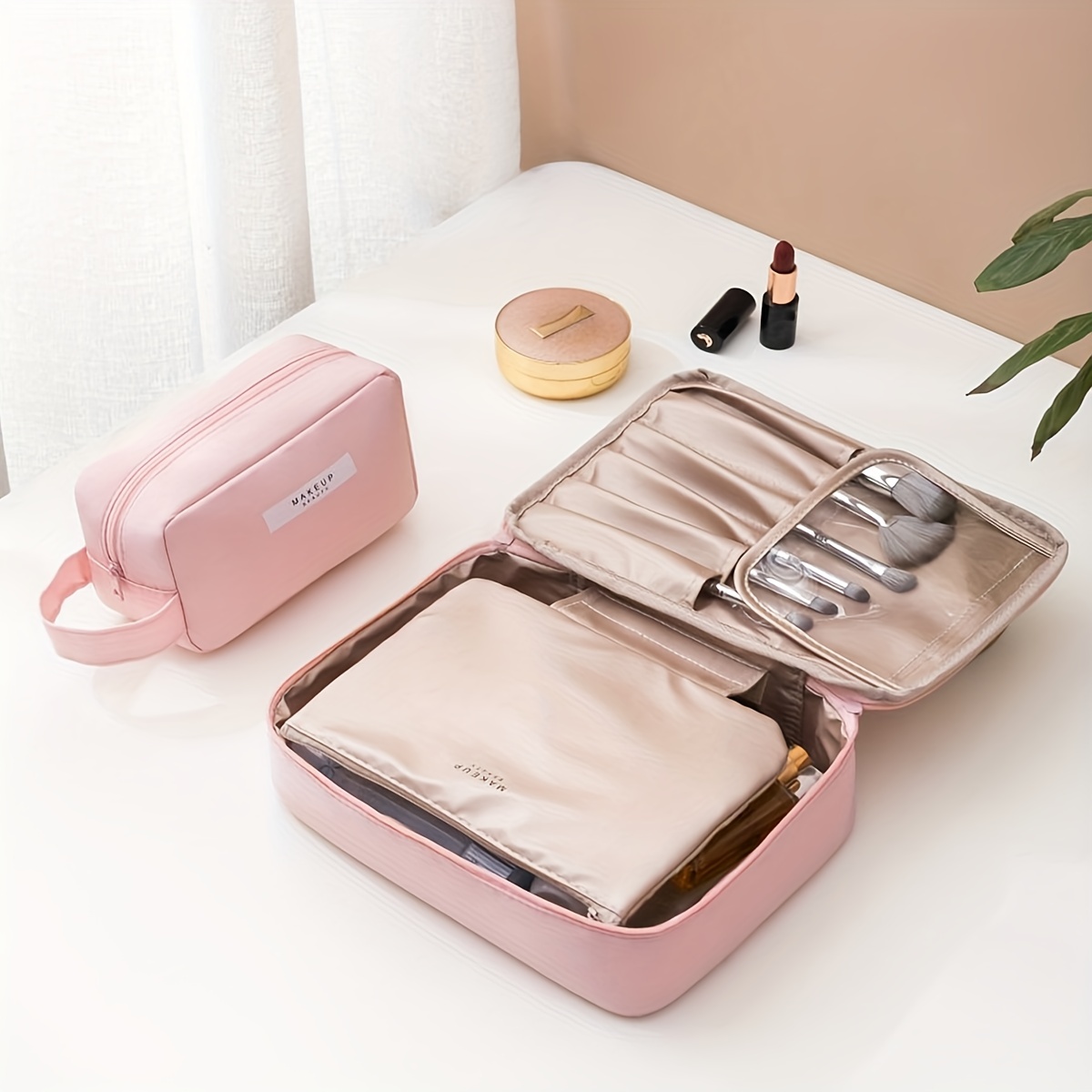 Goory Makeup Bag Geometric Travel Cosmetic Bag Women's Toiletry
