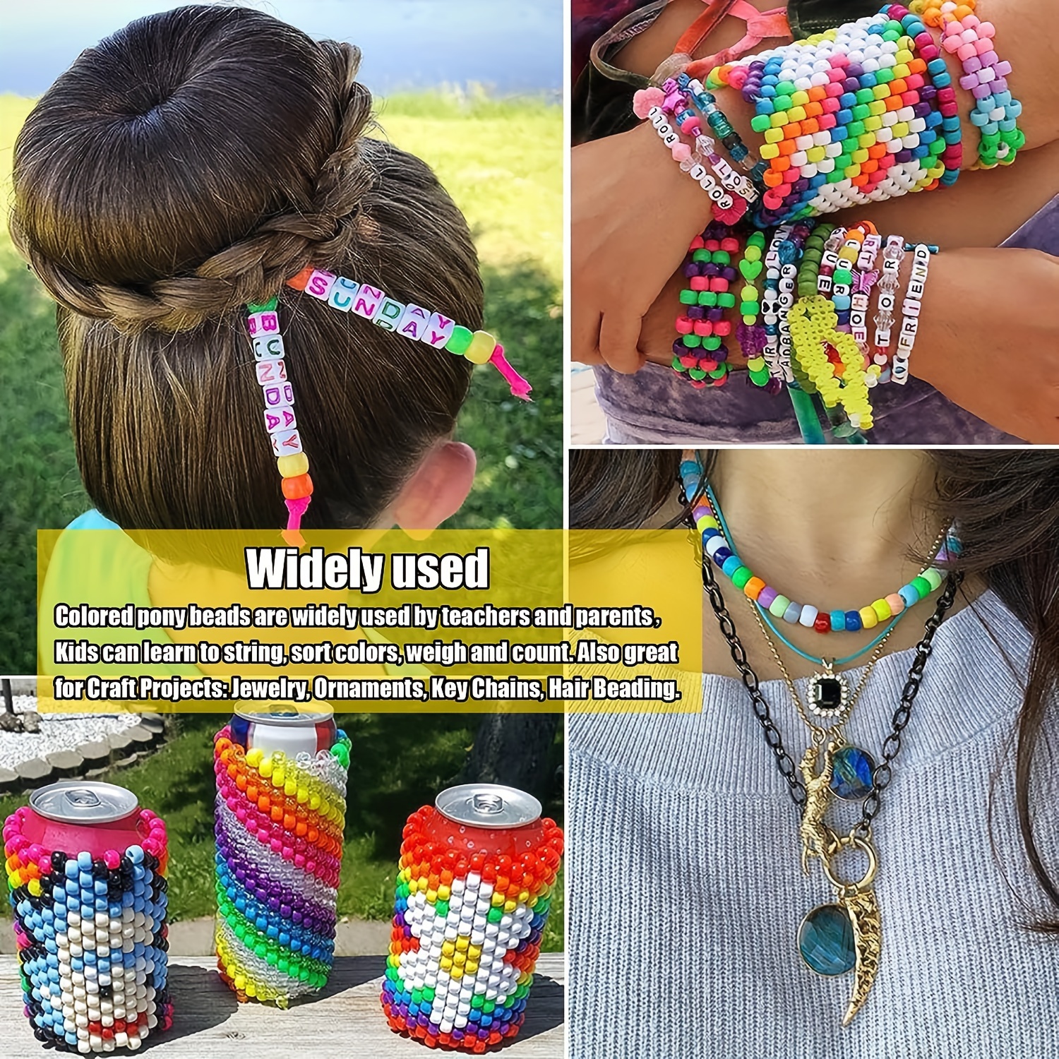 Pony Beads For Jewelry Making Bracelets Crafts Plastic Small - Temu