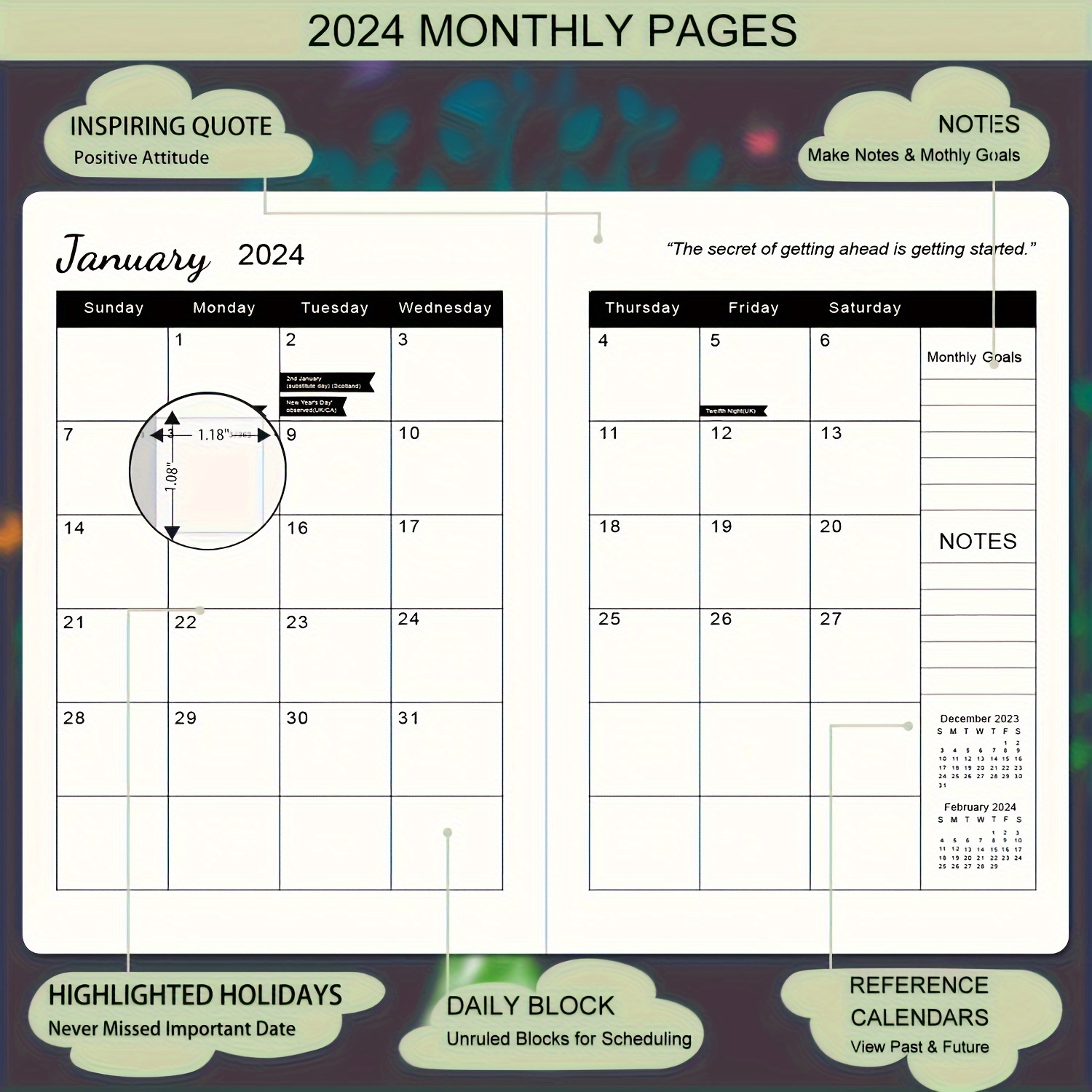 Agenda 2024 Settimanale Visualizzazione A5 Gennaio 2024 A - Temu Switzerland