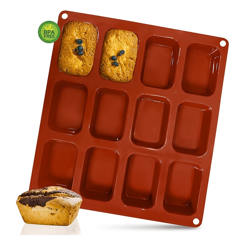 

1pc/2pcs, 12-cup Silicone Molds Petite Loaf Baking Pan - Non-stick, Bpa-free, Dishwasher-safe & Includes Free Paper Muffin Cups!