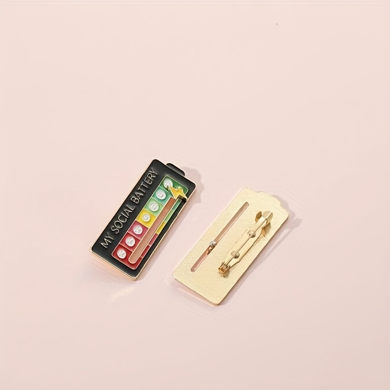 Social Battery Slideable Mood Conversion Brooch Fun Enamel - Temu