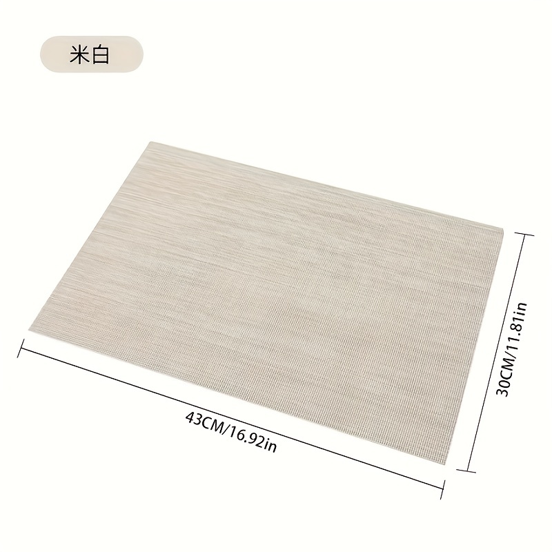 6pcs Vinyl Woven Placemats Beige Heat Resistant Kitchen Dinners Indoor Outdo