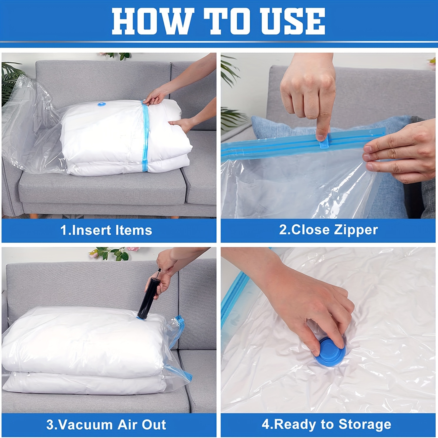Vacuum Storage Bags, Space Saver Bags (jumbo/large/medium/small)  Compression Storage Bags For Comforters And Blankets, Vacuum Sealer Bags  For Clothes Storage, Hand Pump Sold Separately - Temu